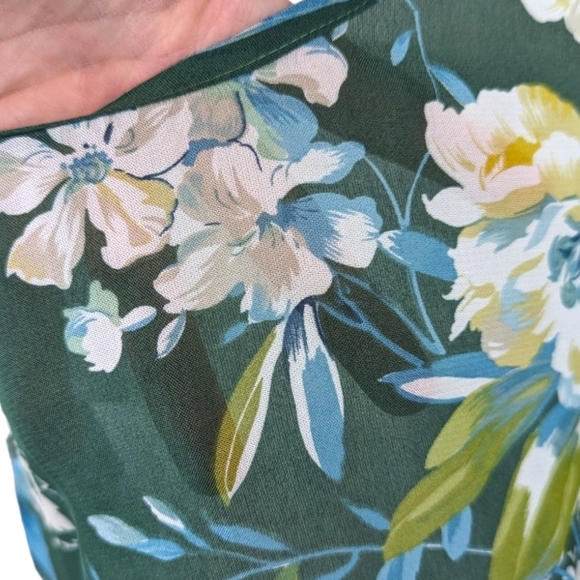 Free People Sheer Floral Mini Dress Coverup Tunic Top Womens XS Green Tank Top - Picture 2 of 9